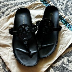 TORY BURCH MILLER CLOUD SANDAL - BLACK - SIZE 10